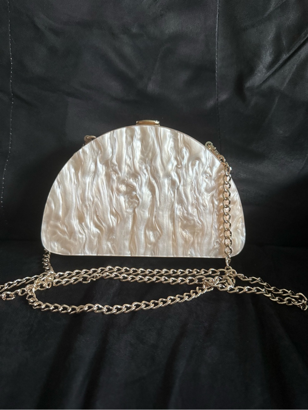 Lauren Conrad Pearlescent Half-Moon Chain Crossbody Bag